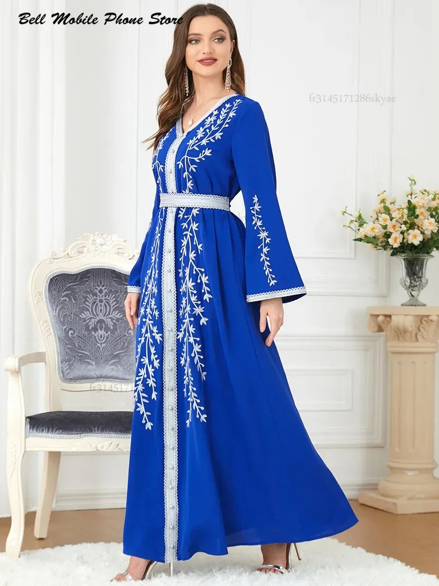 Robe marocaine brodée pour femmes musulmanes | Abayas Dubaï | Automne 2024
