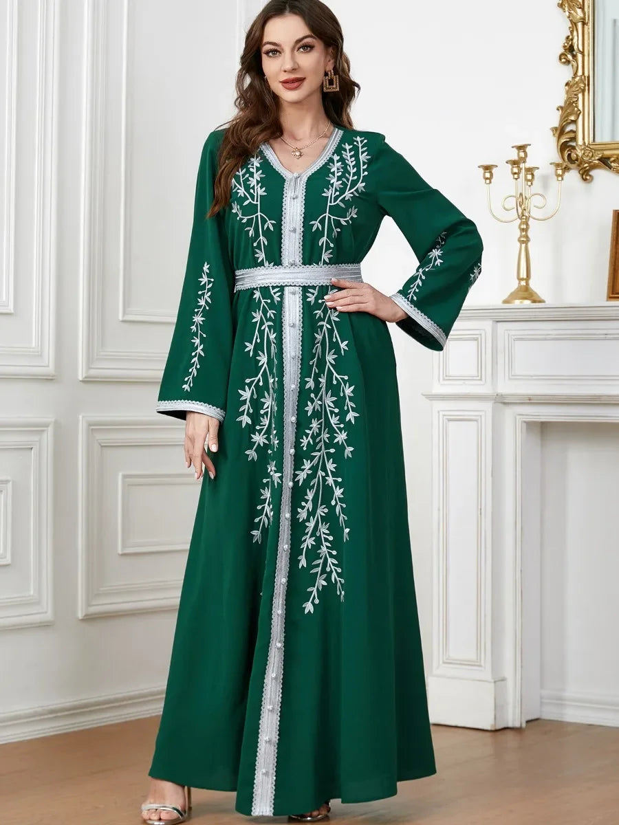 Robe marocaine brodée pour femmes musulmanes | Abayas Dubaï | Automne 2024
