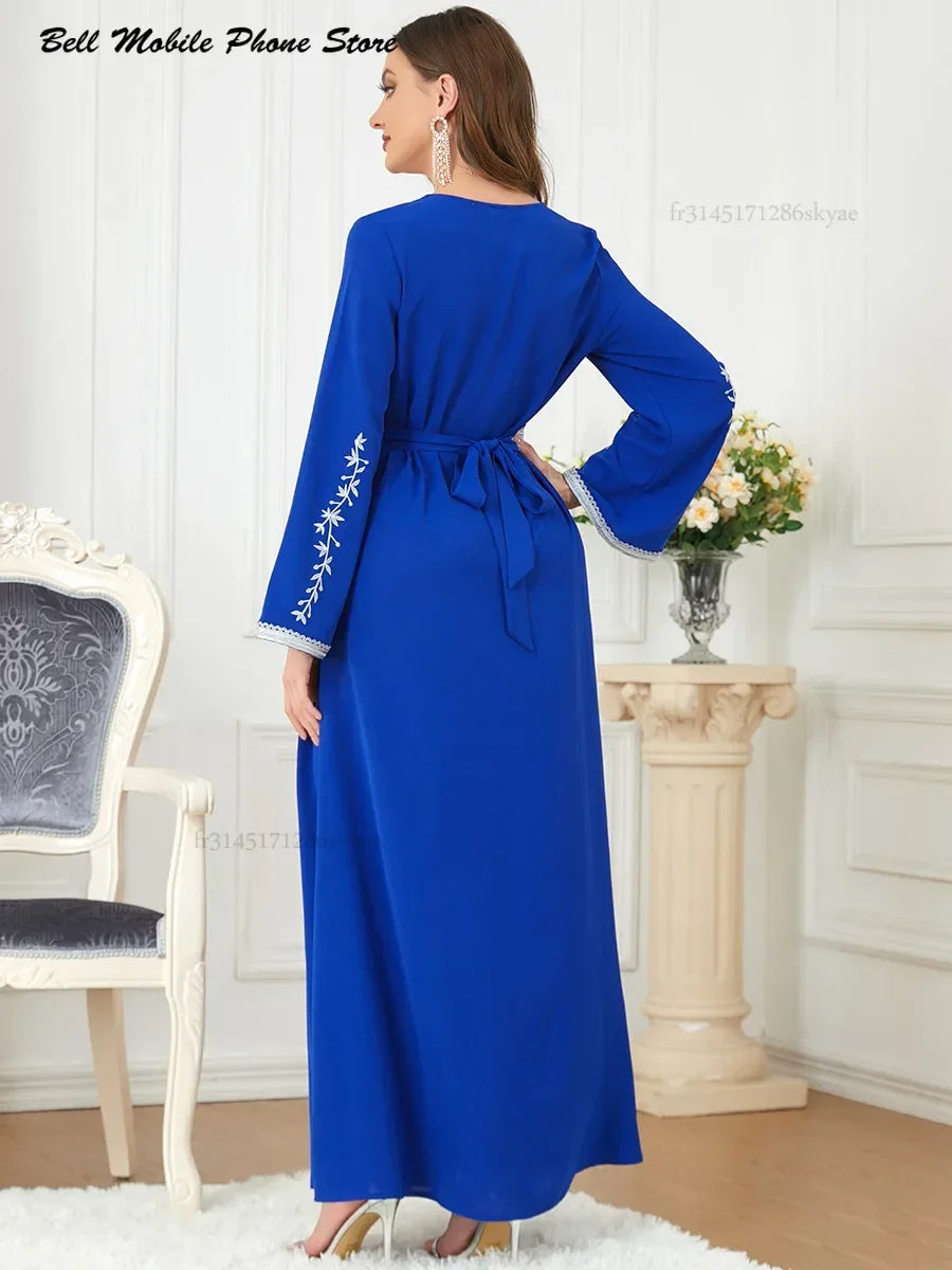 Robe marocaine brodée pour femmes musulmanes | Abayas Dubaï | Automne 2024