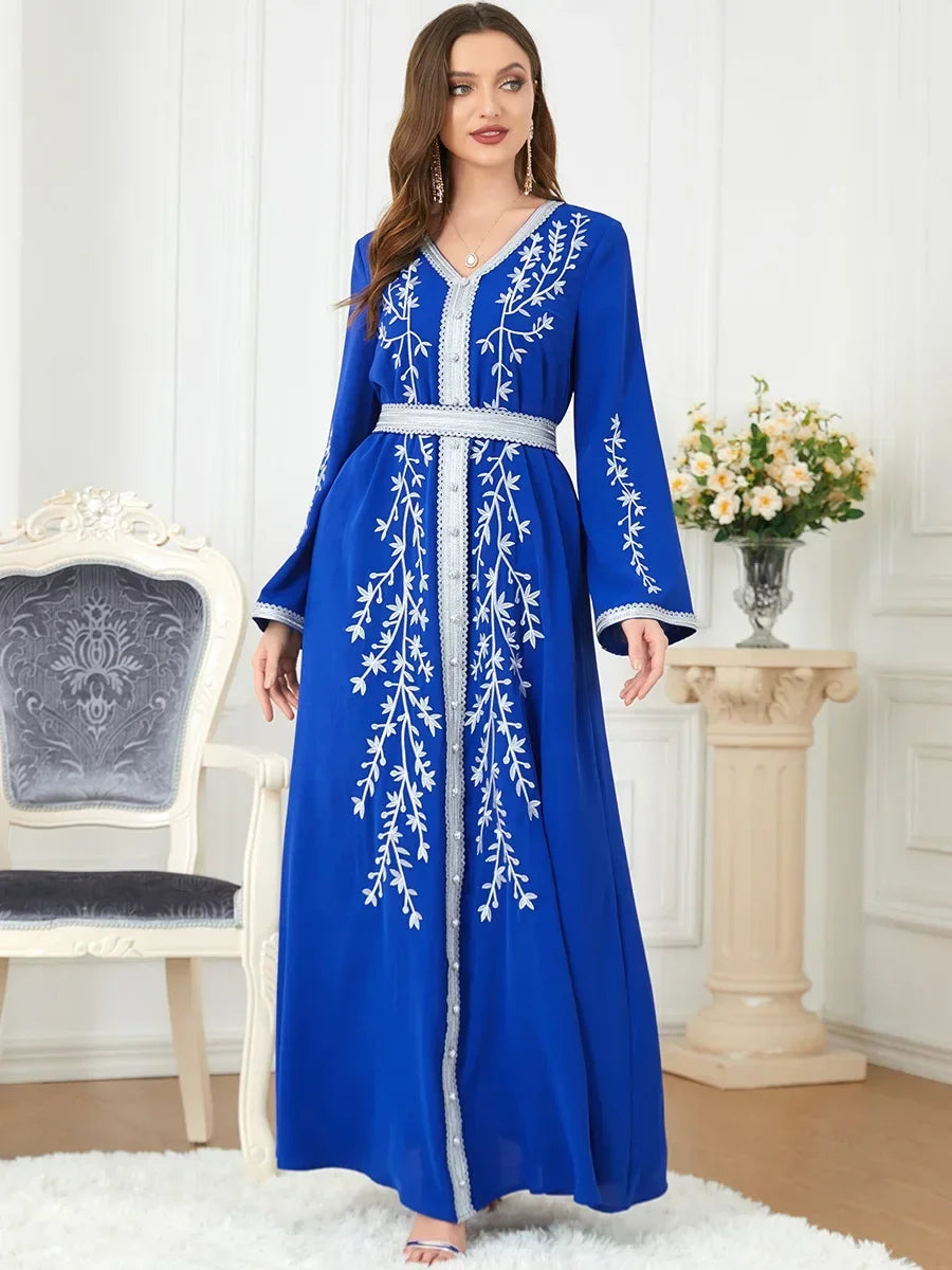 Robe marocaine brodée pour femmes musulmanes | Abayas Dubaï | Automne 2024