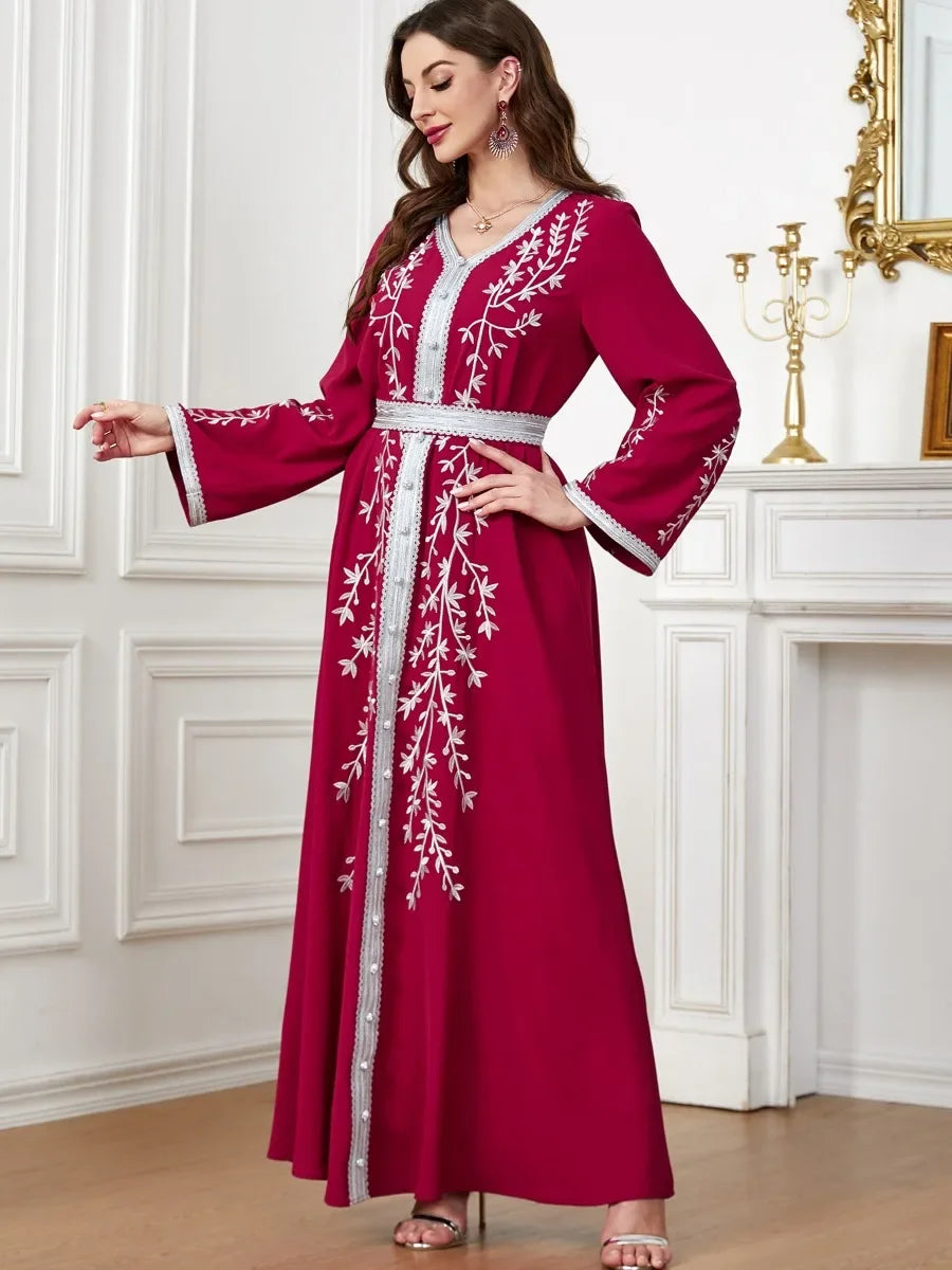 Robe marocaine brodée pour femmes musulmanes | Abayas Dubaï | Automne 2024