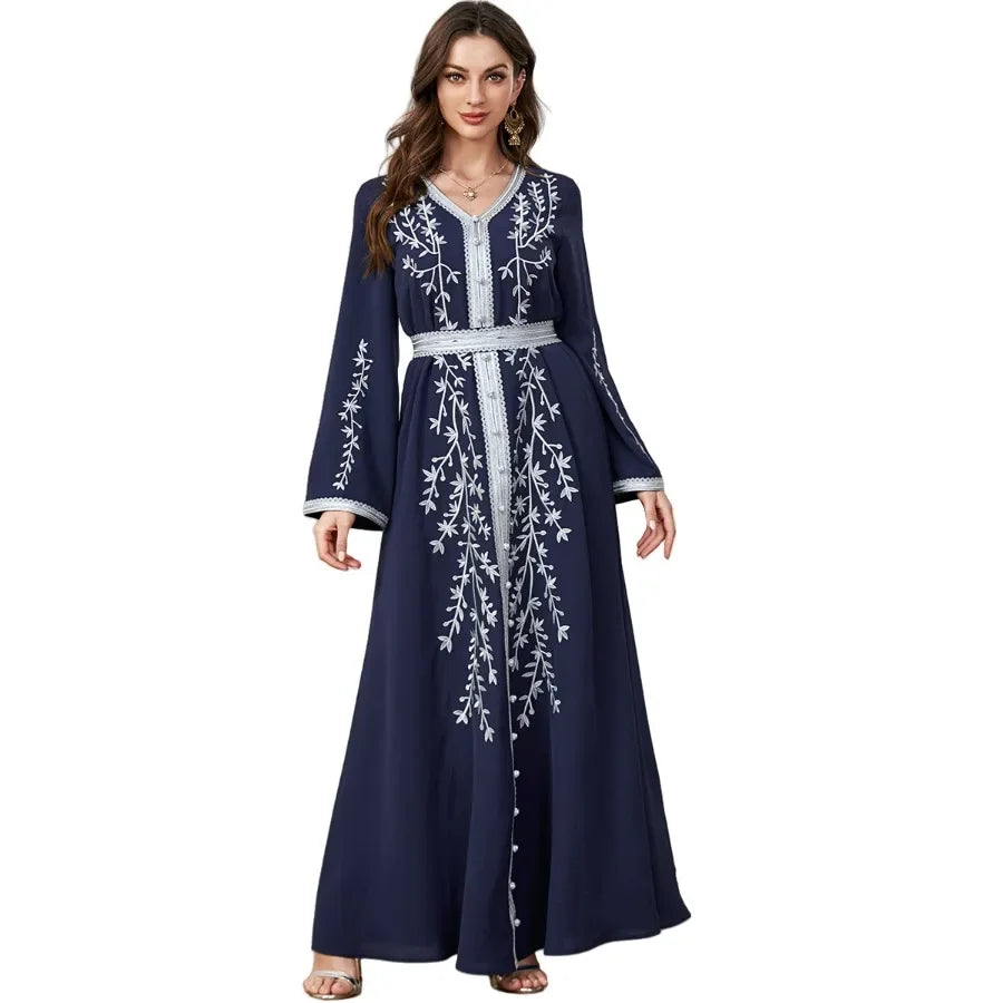 Robe marocaine brodée pour femmes musulmanes | Abayas Dubaï | Automne 2024