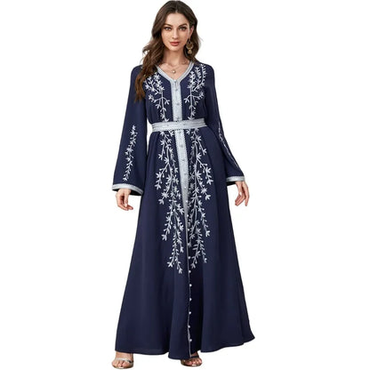 Robe marocaine brodée pour femmes musulmanes | Abayas Dubaï | Automne 2024