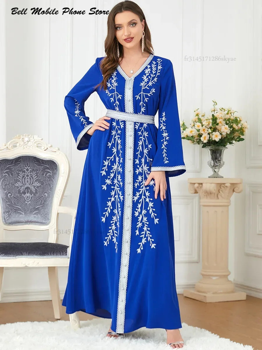 Robe marocaine brodée pour femmes musulmanes | Abayas Dubaï | Automne 2024