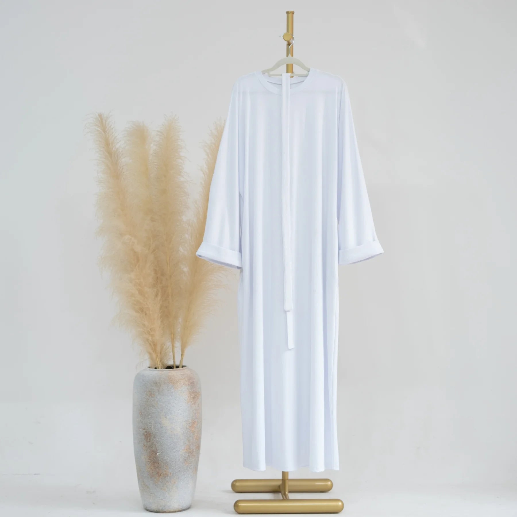 Robe musulmane décontractée avec ceinture pour femme, robe Jalabiyat: confort saoudien, turc, automne, hiver