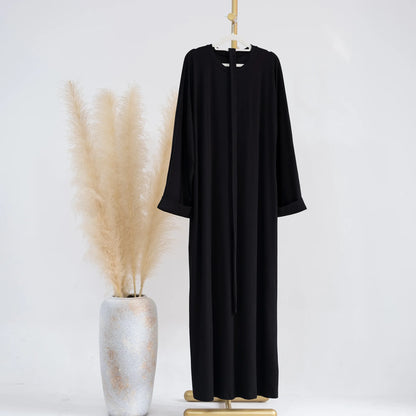 Robe musulmane décontractée avec ceinture pour femme, robe Jalabiyat: confort saoudien, turc, automne, hiver