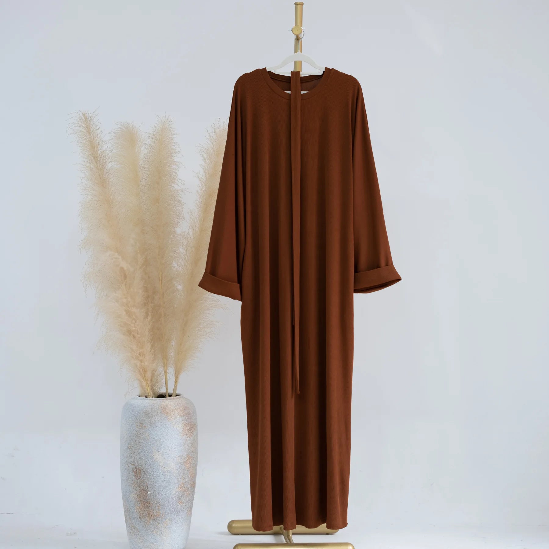 Robe musulmane décontractée avec ceinture pour femme, robe Jalabiyat: confort saoudien, turc, automne, hiver