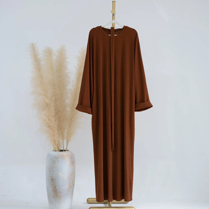 Robe musulmane décontractée avec ceinture pour femme, robe Jalabiyat: confort saoudien, turc, automne, hiver