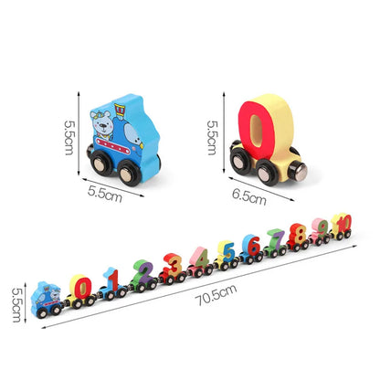 Train Éducatif de Chiffres en Bois pour Enfants