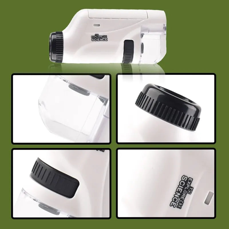 Kit de Microscope Portable LED 60X à 120X - Jouet Éducatif pour Enfants