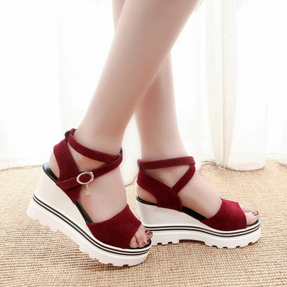 Sandales compensées à plateforme pour femmes, style Peep Parker