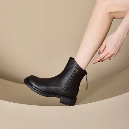 Bottes de rinçage en cuir véritable pour femme, tendance hiver