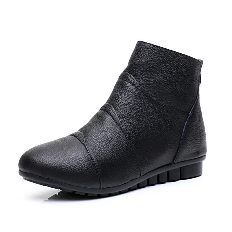 Bottes en cuir véritable à plateforme pour femmes