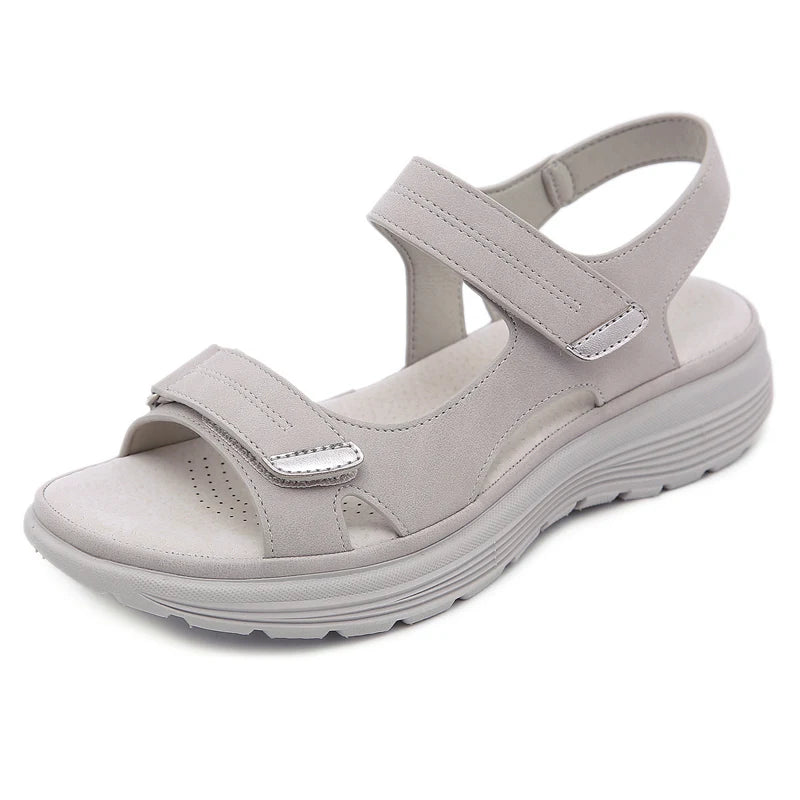 Sandales en cuir PU pour femmes, style plage et confortable