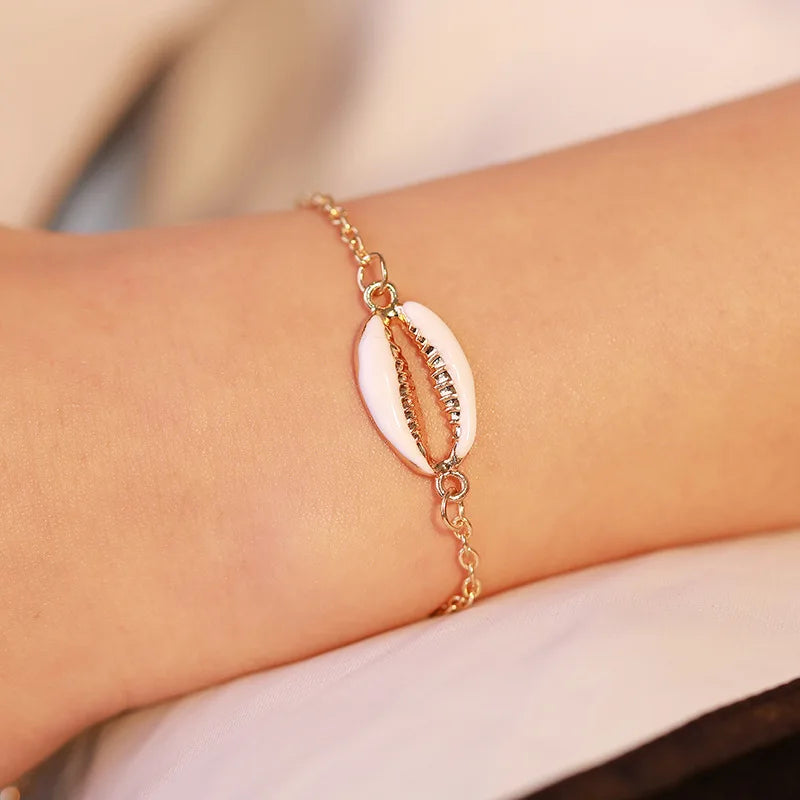 Bracelets coquillages dorés et argentés faits main