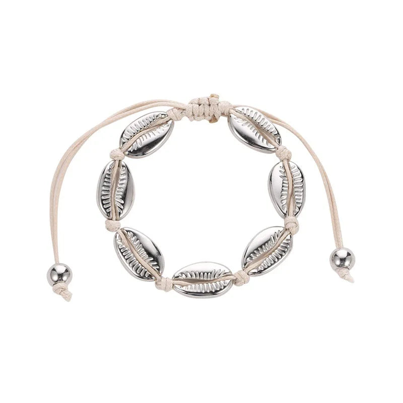 Bracelets coquillages dorés et argentés faits main