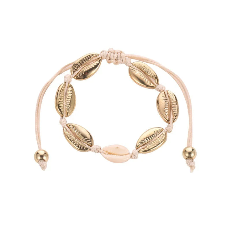 Bracelets coquillages dorés et argentés faits main