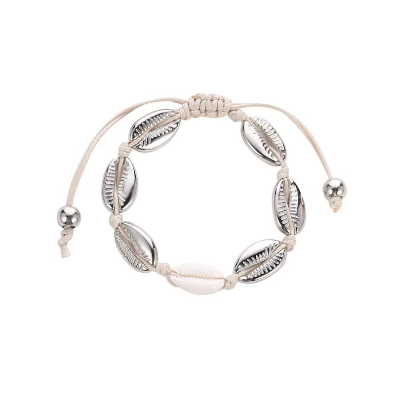 Bracelets coquillages dorés et argentés faits main