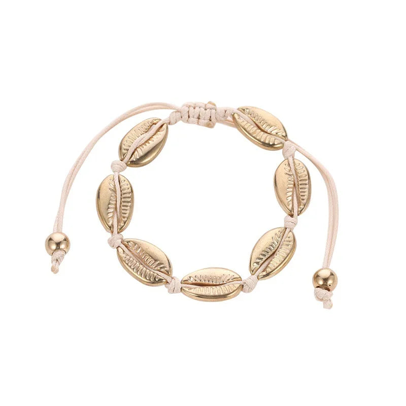 Bracelets coquillages dorés et argentés faits main