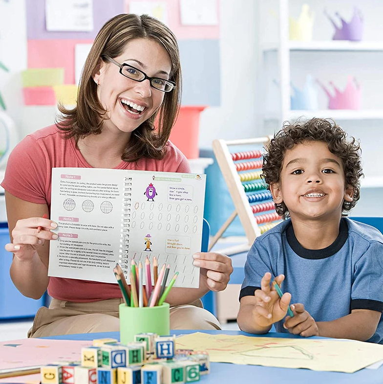 Cahiers d'écriture éducatif réutilisable (4 livres + 1 stylo offert)